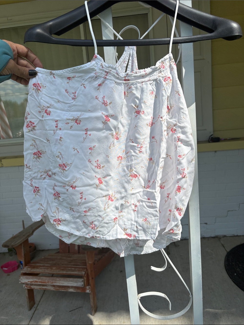 No Boundaries White Tank Top with Pink Floral Print